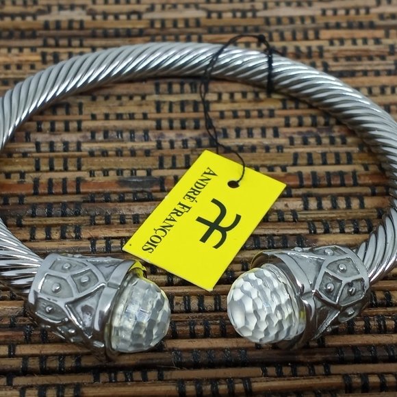 Andre Francois Stainless Steel 7" Cable Bangle NEW - Picture 2 of 6